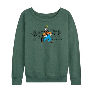 Women's - Disney - Goofy Chest Lightweight French Terry Wide Neck Long Sleeve Graphic Shirt - 1 of 4