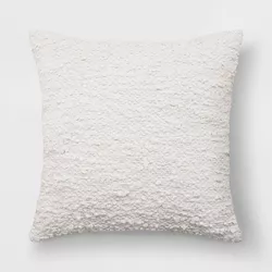 Woven Cotton Textured Square Throw Pillow Light Taupe - Threshold™