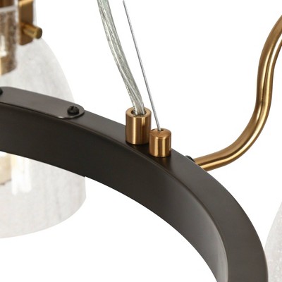 Modern Black and Gold 8-Light Crackled Glass Chandelier