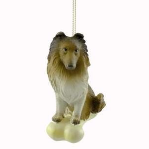 Personalized Ornaments 3.75 In Shetland Sheepdog On Bone Dog Puppy Chirstmas Tree Ornaments - 1 of 2