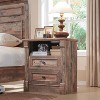 SinCiDo 26" H Farmhouse Nightstand w/ Charging Station 23.6" W Rustic End Table Roman Column,Open Shelf,2 Drawers & Metal Handles - 2 of 4