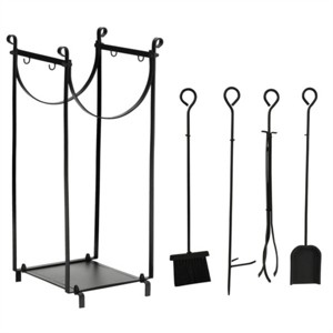 Syemin Firewood Racks and Carriers Waterproof Firewood Log Rack Heavy Duty Wood Storage Hoop Logs Stacker Stand, Black, 14.5"*13.75"*30.25" - 1 of 4