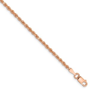 Black Bow Jewelry 14k Rose Gold 2mm Handmade D/C Rope Chain Bracelet - 1 of 3