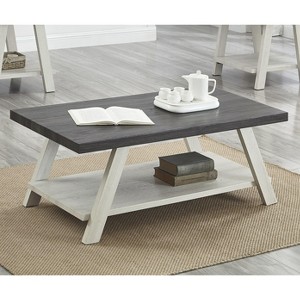 CAVINAS Coffee Tables for Living Room Contemporary Rectangle Replicated Wood Coffee Table with a Shelf and Wide-angled Legs - 1 of 4