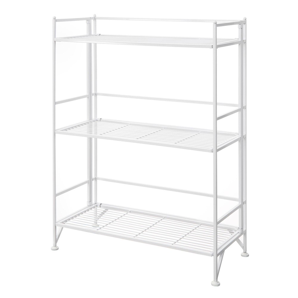 Breighton Home Xtra Storage 3 Tier Wide Folding Metal Shelf in White