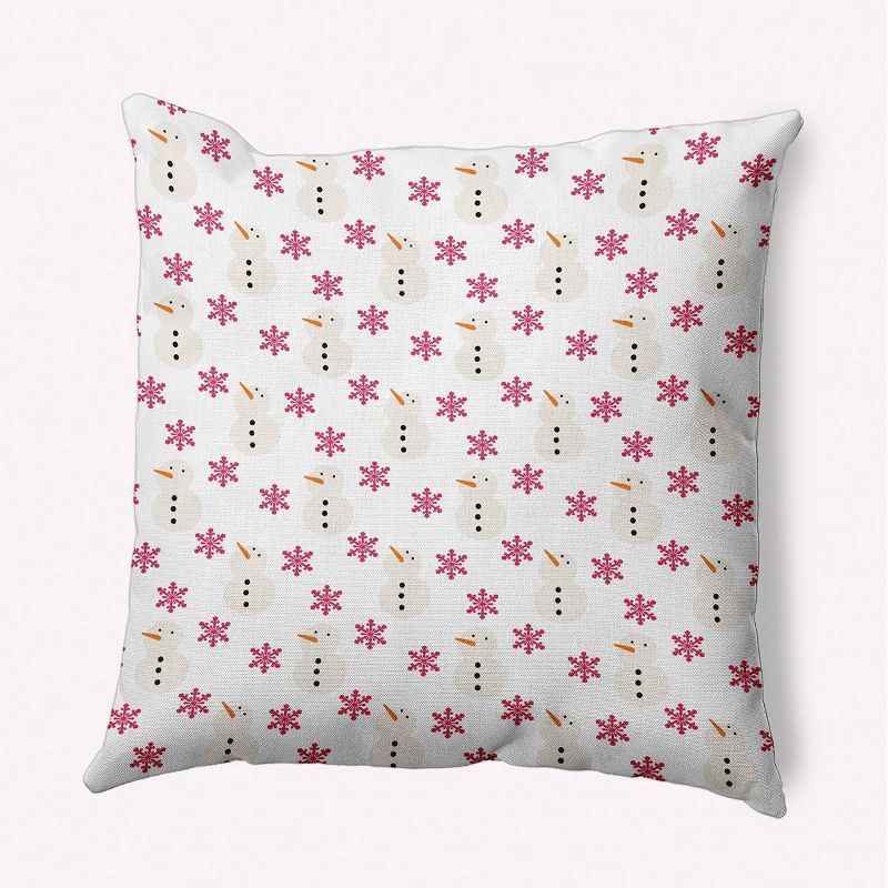 16&#34;x16&#34; Snowmen in Snowstorm Square Throw Pillow Vibrant Pink - e by design, 1 of 7