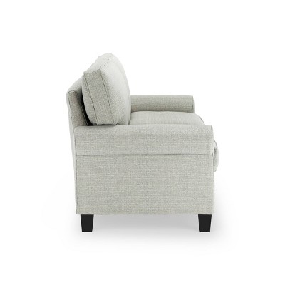 78" Pebble Gray Microfiber Rolled Arm Sofa with Removable Cushions