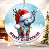 2025 Christmas Ornament - Elephant Merry Christmas Ceramic Ornament, Xmas Tree Decoration, Hanging Ornament, for Family, Friends - 2 of 4