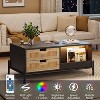 Rattan Coffee Table - Mid-Century Modern Design with LED Lights - 4 Drawers & Open Shelf Storage - Wooden Table for Living Room & Farmhouse Furniture - 4 of 4