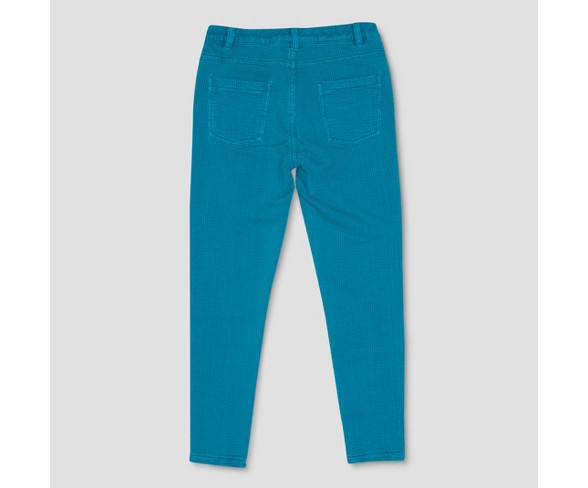 Girls' Spirit Riding Free Flowers Embroidered Jeans - Turquoise XS