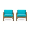 GDFStudio Antoine Outdoor Acacia Wood Club Chairs with Cushions (Set of 2) - 2 of 4