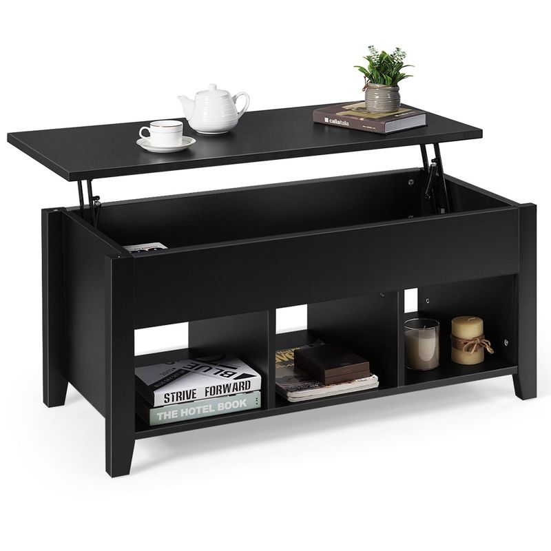 Costway Lift Top Coffee Table w/ Storage Compartment Shelf Living Room Furniture Black, 1 of 11