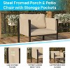 Emma and Oliver Indoor Outdoor Patio Lounge Chair, Steel Framed Club Chair with Cushions and 2 Storage Pockets - 3 of 4