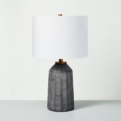 Carved Ceramic Table Lamp Dark Gray (Includes LED Light Bulb) - Hearth & Hand™ with Magnolia