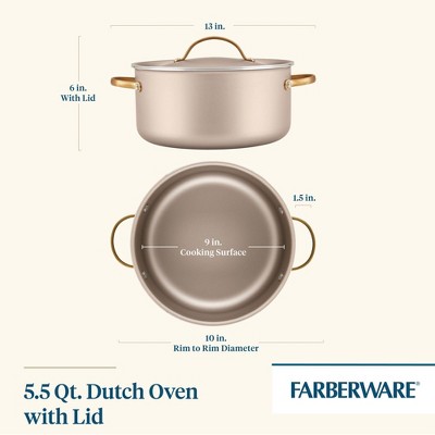 Champagne Aluminum Nonstick 5.5 Quart Dutch Oven with Lid