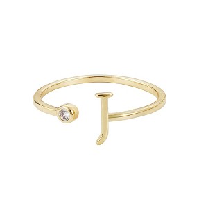 Adornia 14k Gold Plated Adjustable CZ Initial Ring - 1 of 3