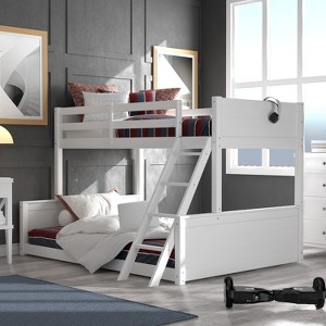 Twin Over Full Capri Wood Kids' Bunk Bed White - Hillsdale Furniture: Modern Loft, Built-In Guard Rails, Hardwood Frame - 1 of 4