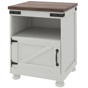 Side Table with Storage, End Table with Open Shelf, Cupboard and Wood Legs, Modern and Farmhouse Style - 1 of 4