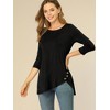 Allegra K Women's 3/4 Sleeve Round Neck Button Decor Casual Stretchy Tunic Tops - 3 of 4