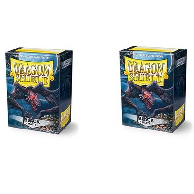 Dragon Shield 2 Packs Dragon Shield Matte Black Standard Size 100 ct Card Sleeves Value Bundle!