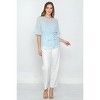 Slickblue Women's Pom-Pom Peplum Top, Ruffle Sleeve Blouse with Waist Tie, Round Neck Style, Light Blue, Size S-L - 3 of 4