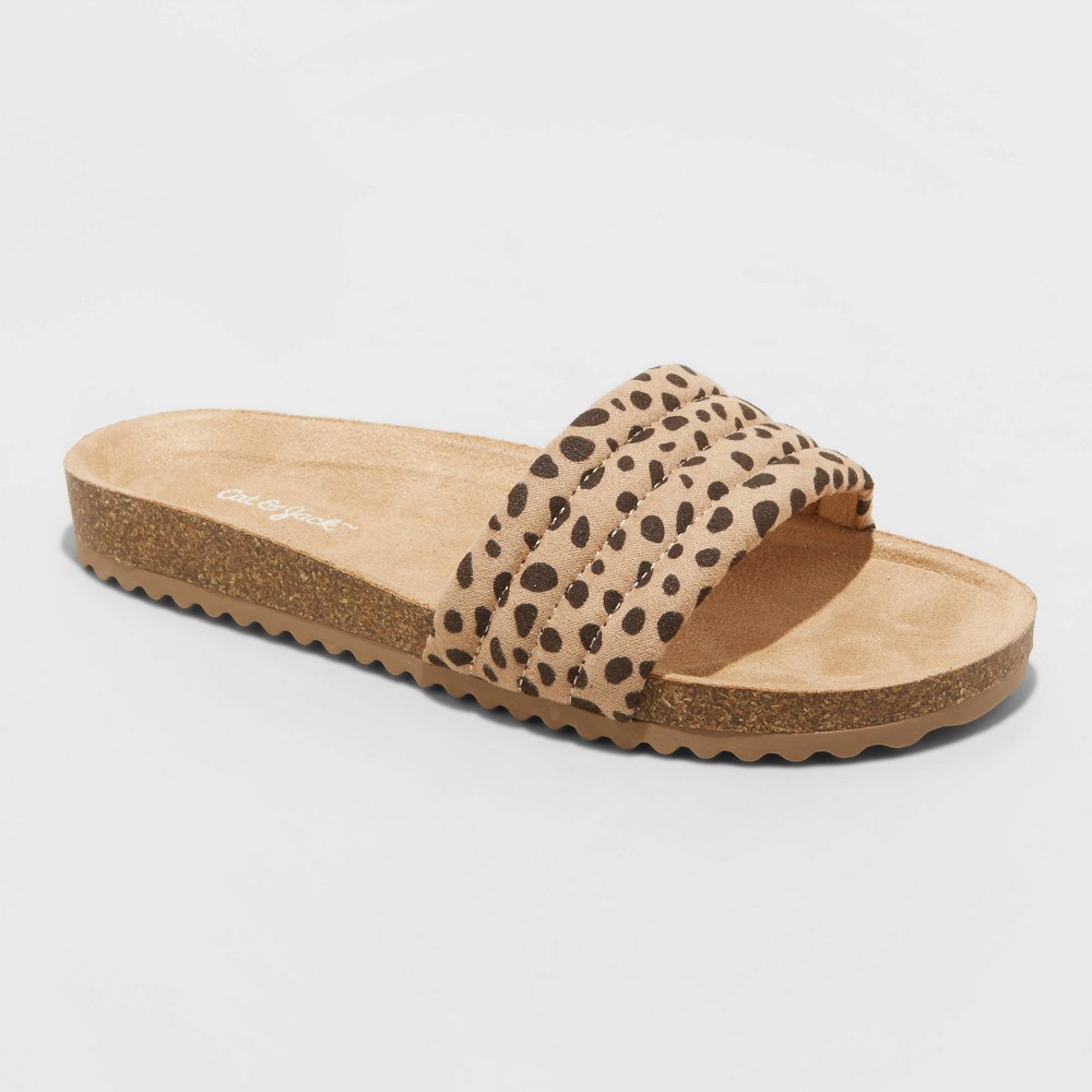 Girls' Selma Leopard Print Slip-On Footbed Sandals - Cat & Jack Tan 3