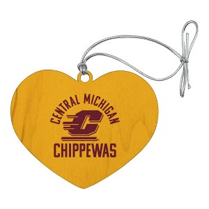 Central Michigan University Chippewas Heart Love Wood Christmas Tree Holiday Ornament - 1 of 3