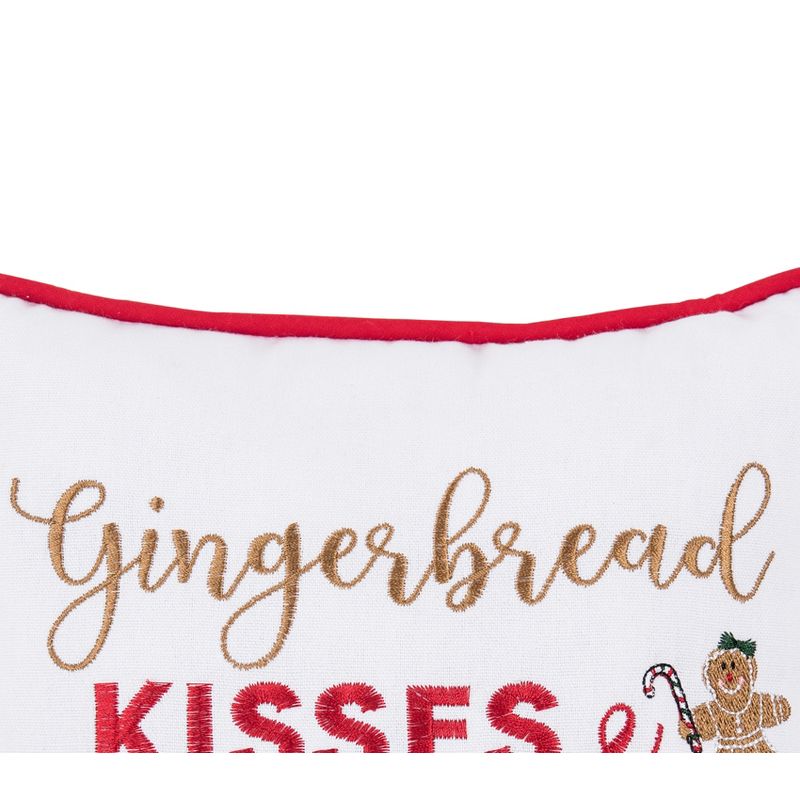 C&F Home 10" x 10" "Gingerbread Kisses and Christmas Wishes" Sentiment with Gingerbread Men Cotton Petite Accent Throw Pillow., 2 of 5