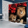 LunaLulinlk 4 Pcs Bathroom Shower Curtain Set,Red Rose and Lion Shower - 3 of 4