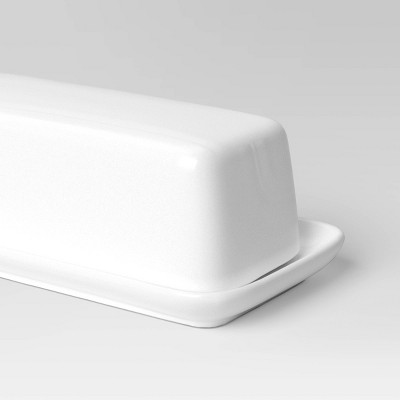 White Porcelain Rectangular Butter Dish with Lid