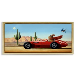 Stupell Industries Race Car Bunny Driving Desert Canyon, 31" x 14" - 1 of 4