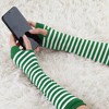 Allegra K Women's Stripe Print Knitted Fingerless Elbow Length Gloves Warmers One Size 1 Pair - 4 of 4