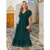 INSPIRE CHIC Women's Summer V Neck Short Sleeve Contrast Trim A Line Midi Summer Dress with Pockets - 4 of 4