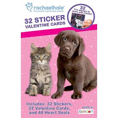 Bendon 32ct Rachael Hale Deluxe Stickers and Valentine's Day Cards with 48ct Heart Seals