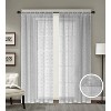 RT Designer Collection Laura Textured Sheer Rod Pocket Luxurious Modern Design Curtain Panel Pair 37" x 84" Silver - 2 of 4