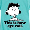 Girls' - Peanuts - Lucy This Is How Eye Roll Fitted Short Sleeve Graphic T-Shirt - 2 of 4