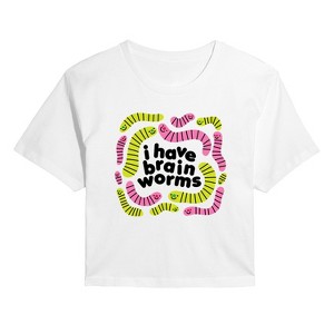 Women's - Instant Message - I Have Brain Worms Cropped Graphic T-Shirt - 1 of 4