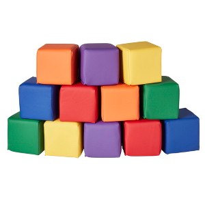 ECR4Kids SoftZone Patchwork Toddler Foam Block Playset, Soft Building Blocks, 12-Piece - 1 of 4