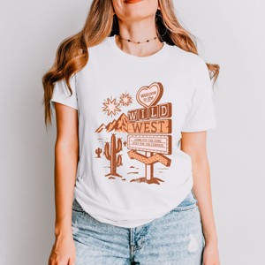 Simply Sage Market Wild West Distressed Short Sleeve Tee - XS - White - 1 of 4