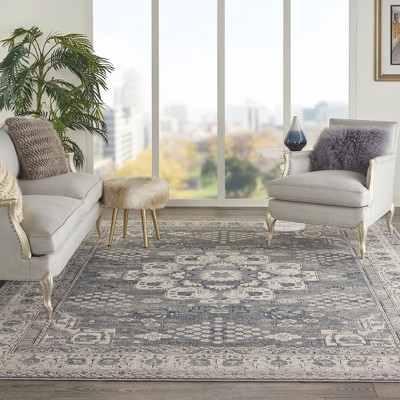 Gray and Ivory Synthetic Persian Style 9' x 12' Area Rug