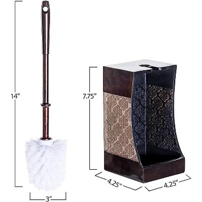 Dahlia Brown Resin Toilet Brush and Holder Set