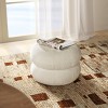NicBex Nest 19.5" Low Round Upholstered Ottoman, White Fleeced Teddy for Living Room, Bedroom & Entryway - 3 of 4