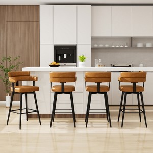 Dyonery Counter Height Bar Stools Swivel Barstools with Back Arms Modern Upholstered Soft Cushioned Metal Footrest for Kitchen Island - 1 of 4