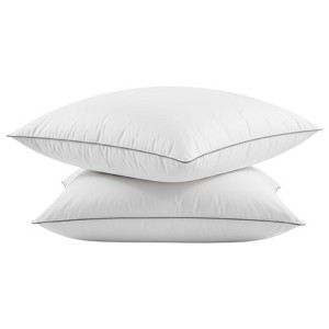 Itopfox White Goose Feather Pillows Queen Size Set of 2 Hotel Down Bed Pillows for Sleeping, Soft Cotton Cover, Medium Firm, Breathable Fluffy Pillow - 1 of 4