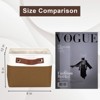 Aoibox Foldable Fabric Storage Bins Decorative Closet Cubes PU Handle Linen Organizer Basket Brown White 6 Pack - 2 of 4