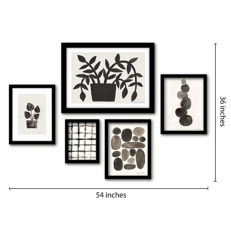 Americanflat 5 Piece White Framed Gallery Wall Art Set Abstract Modern - Watercolor Black Abstract Nature, 4 of 7