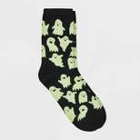 Women's Glow-In-The-Dark Ghost Halloween Crew Socks - Hyde & EEK! Boutique™ Black 4-10