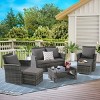 Outdoor 6 Piece Furniture Set, All Weather PE Rattan Sofa Set with Chairs and Table, Armrest Sofas With Cushions and Ottoman-Coolbibila - 2 of 4