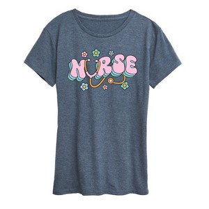 Women's - Instant Message - Nurse Flowers Short Sleeve Graphic T-Shirt - 1 of 4