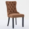CLIHOME Set of 2 High-end Tufted Solid Wood Contemporary Flax Upholstered Linen Dining Chair with Wood Legs Nailhead Trim - 2 of 4